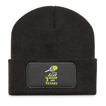 Tennis Geschenke Tennisspieler Sprüche Sport - Recycelte Patch Beanie - Dunkelgrau - Vorne
