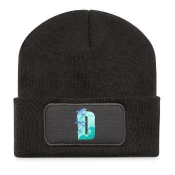 Whimsical Alphabet. Letter D. Blue Dolphin design. - Recycled Patch Beanie - dark grey - Front