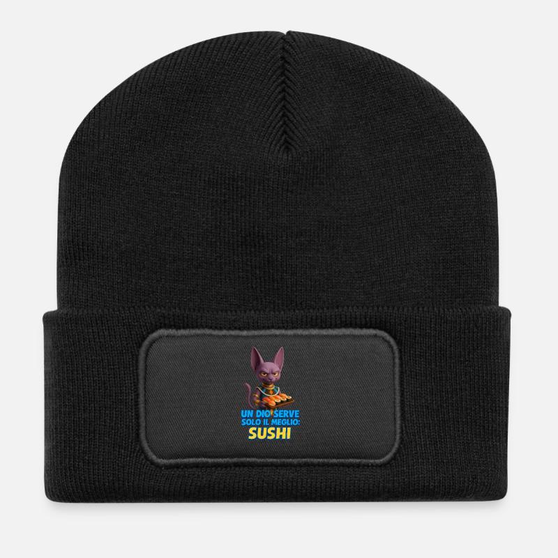 Un_Dio_e_il_Sushi_Perfetto - Recycelte Patch Beanie - Schwarz