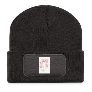 Pastel spirit with floral wreath - Recycled Patch Beanie - dark grey - Front