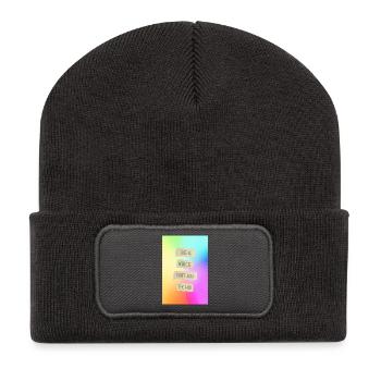 Be A Voice Not An Echo   Motivationsdesign - Recycelte Patch Beanie - Dunkelgrau - Vorne