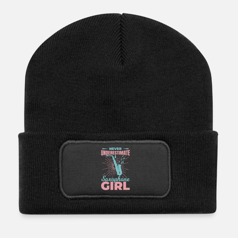 Saxophonistin - Recycelte Patch Beanie - Schwarz