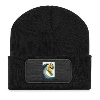 Affiche de cheval abstraite moderne - Beanie recyclé à patch - noir - Devant