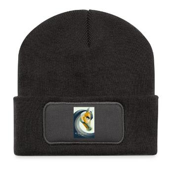 Affiche de cheval abstraite moderne - Beanie recyclé à patch - charbon - Devant