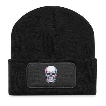 Kawaii Pastel Goth Totenschädel - Recycelte Patch Beanie - Schwarz - Vorne