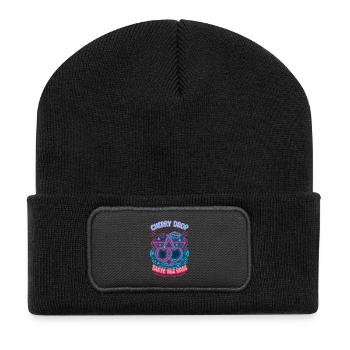 Cherry Drop – Taste the Bass Neon Design - Recycled Patch Beanie - black - Front