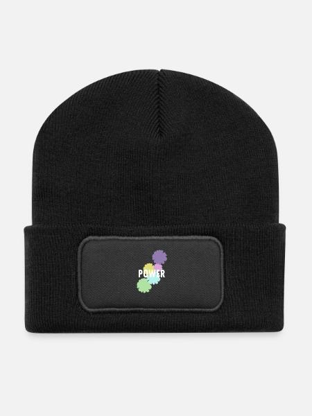 Mama Flower Power - Beanie recyclé à patch - noir