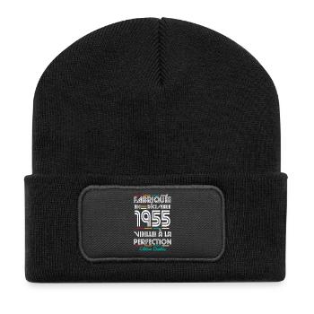 Anniversaire 70 ans - Fabriquée en Décembre 1955 - Beanie recyclé à patch - noir - Devant