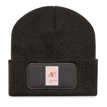 Bonjour Mon Amour – stylisches Geschenk mit Herz - Recycelte Patch Beanie - Dunkelgrau - Vorne