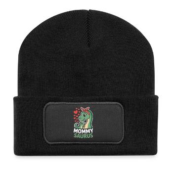  Mommy Saurus Dinosaurier Mama Herzliebe Muttertag - Recycelte Patch Beanie - Schwarz - Vorne