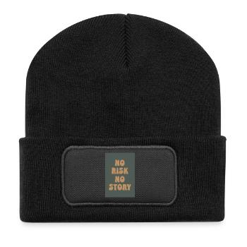 No Risk No Story – Vivez courageusement, soyez réaliste - Beanie recyclé à patch - noir - Devant