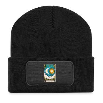Liebhaber Tarot Sonne Mond - Recycelte Patch Beanie - Schwarz - Vorne