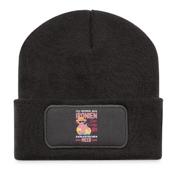 Je viens des ironies – Mer sarcastique - Beanie recyclé à patch - charbon - Devant