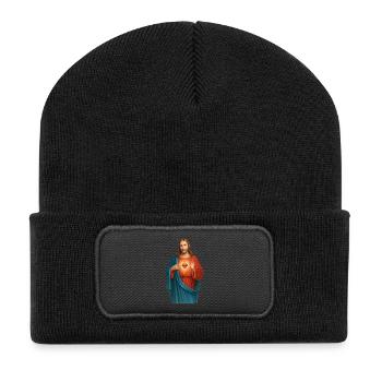 Sacred Heart Light Rays Illustration - Recycled Patch Beanie - black - Front
