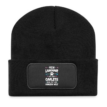 labrador hund spruch - Recycelte Patch Beanie - Schwarz - Vorne