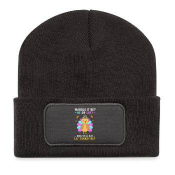 Thanksgiving Gender Reveal Mom-to-be - Recycled Patch Beanie - dark grey - Front