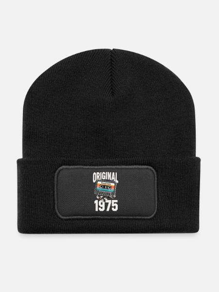 Oktober 1975 Legende Vintage Kassette Geschenk - Recycelte Patch Beanie - Schwarz