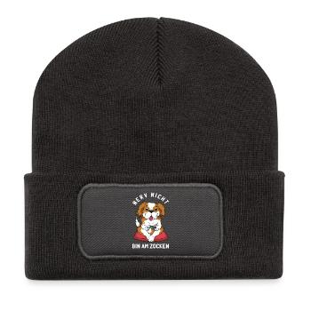 Gehen Sie Ihrem Hund nicht auf die Nerven er zockt - Recycelte Patch Beanie - Dunkelgrau - Vorne