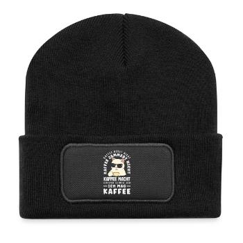 Kaffee redet nicht – ich mag Kaffee - Recycelte Patch Beanie - Schwarz - Vorne