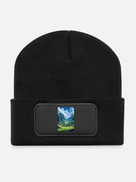 Illustration of a natural landscape - Recycled Patch Beanie - black