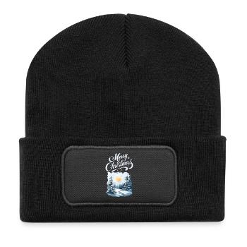 Merry Christmas Forest Landscape - Recycled Patch Beanie - black - Front