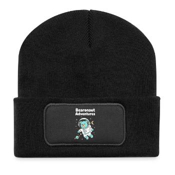 Bearonaut Abenteuer Raum - Recycelte Patch Beanie - Schwarz - Vorne