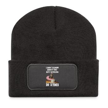 40 . Anniversaire Drôle Chat Design - Beanie recyclé à patch - charbon - Devant