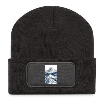 Illustration of a Mountain Landscape  - Beanie recyclé à patch - charbon - Devant