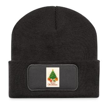 Sapin de Noël avec cadeaux - Beanie recyclé à patch - charbon - Devant