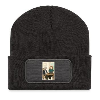 Des générations à la table avec la technologie - Beanie recyclé à patch - charbon - Devant