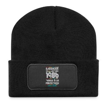 Anniversaire 40 ans - Fabriqué en Janvier 1986 - Beanie recyclé à patch - noir - Devant