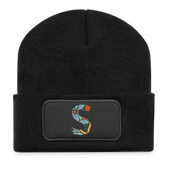 Letter s Groovy Flowers Geschenkidee - Recycelte Patch Beanie - Schwarz - Vorne