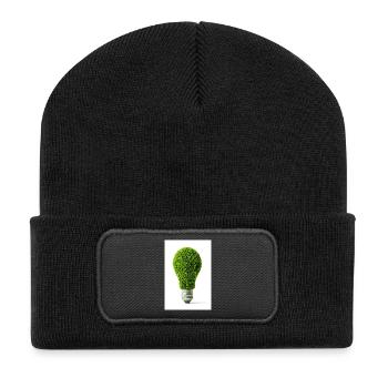 Conception d’ampoule lumineuse feuillue - Beanie recyclé à patch - noir - Devant