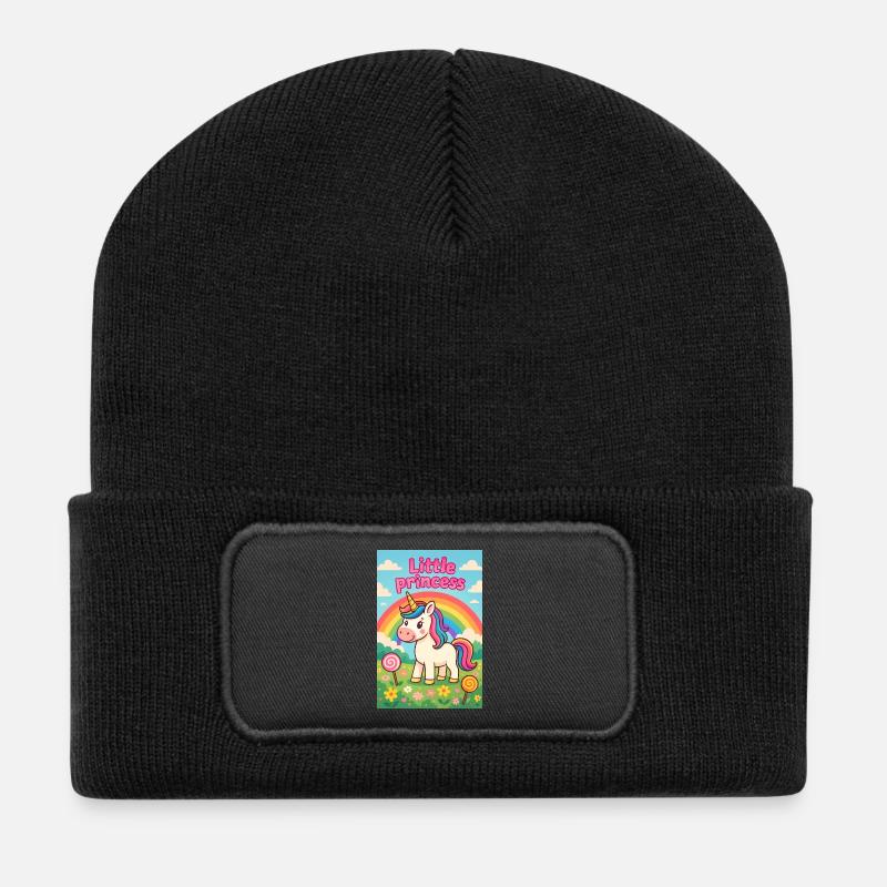 Licorne Petite Princesse Arcenciel - Beanie recyclé à patch - noir