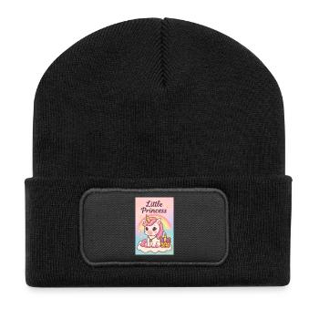 Petite Licorne Princesse - Beanie recyclé à patch - noir - Devant