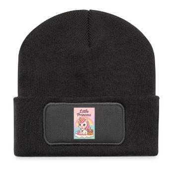 Petite Licorne Princesse - Beanie recyclé à patch - charbon - Devant