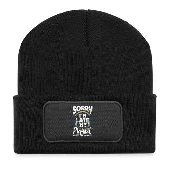 Désolé, je suis en retard. - Beanie recyclé à patch - noir - Devant