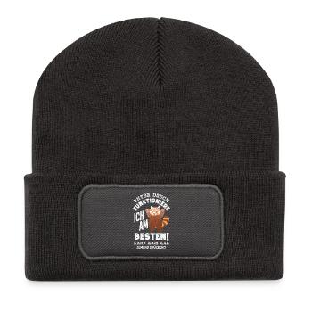 Unter Druck funktioniere ich am besten - Recycelte Patch Beanie - Dunkelgrau - Vorne