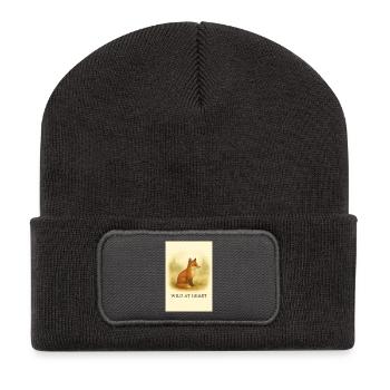 Wilder Fuchs in der Natur - Recycelte Patch Beanie - Dunkelgrau - Vorne