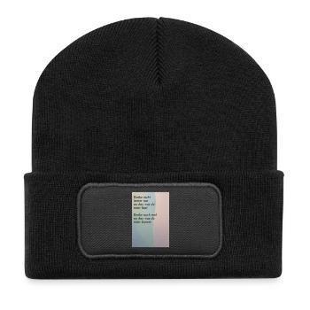 Denke auch mal an das, was du nicht kannst – Humor - Recycelte Patch Beanie - Schwarz - Vorne