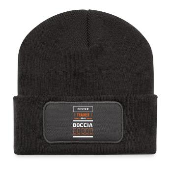 Bester Boccia Trainer Bocciatrainer Training - Recycelte Patch Beanie - Dunkelgrau - Vorne