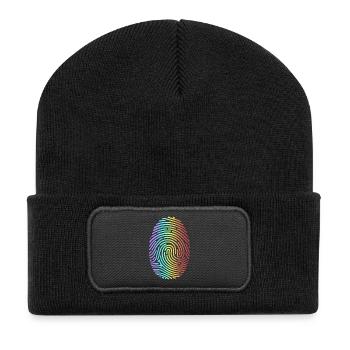 Colorful Rainbow Fingerprint - Recycled Patch Beanie - black - Front