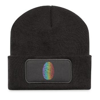 Colorful Rainbow Fingerprint - Recycled Patch Beanie - dark grey - Front