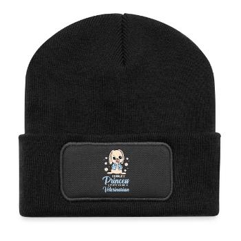 Kleines Häschen wird Tierärztin - Recycelte Patch Beanie - Schwarz - Vorne