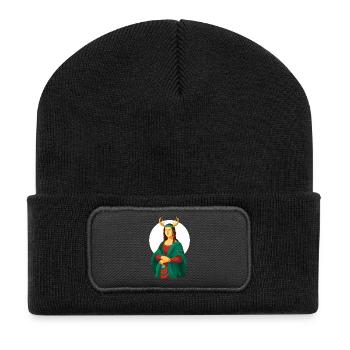 MONA Weihnachten – Geist von Weihnachten - Recycelte Patch Beanie - Schwarz - Vorne