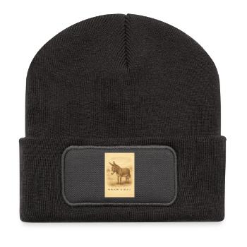 La sagesse de l’âne au repos - Beanie recyclé à patch - charbon - Devant