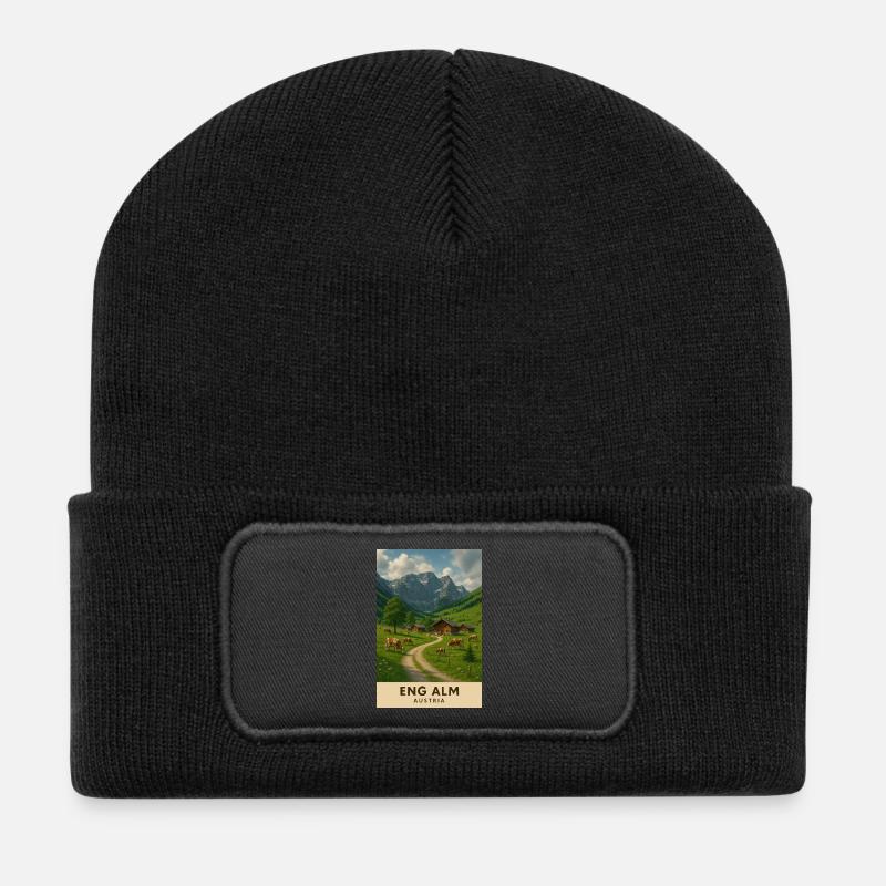 Eng Alm Alpenidylle - Recycelte Patch Beanie - Schwarz