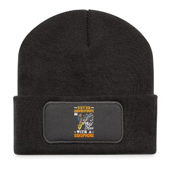 Saxophone - Beanie recyclé à patch - charbon - Devant