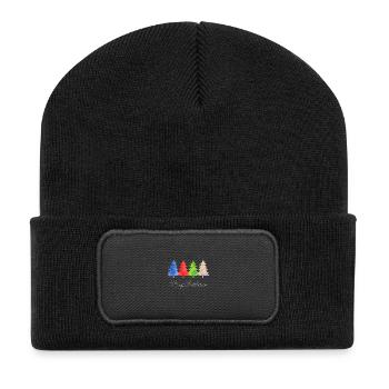 Merry Christmas Christmas Trees - Recycled Patch Beanie - black - Front