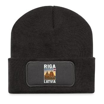 Riga Litauen - Recycelte Patch Beanie - Dunkelgrau - Vorne